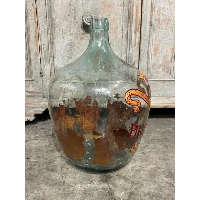 French Hand Painted Antique Demi John Bottle From Normandy, France, ‘Pinot Noir’, Original Crate For Sale - Image 3 of 10