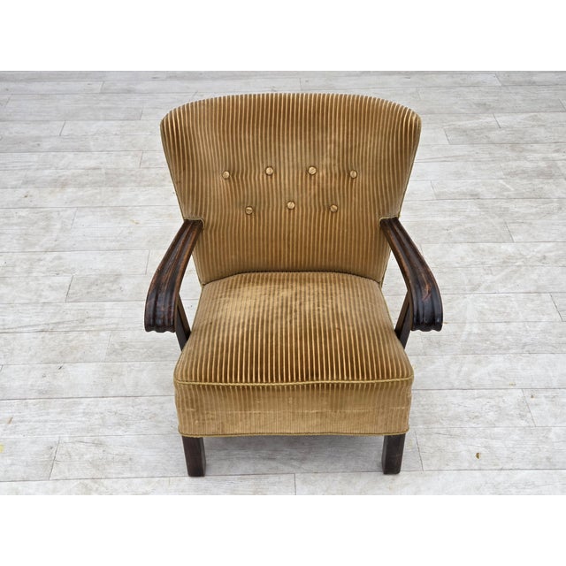 Danish Beech Armchair with Corduro Upholstery, 1950s, For Sale - Image 12 of 18