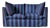 Sophie Conran Coco 2 Seater Sofa - Coastal Blue & Navy Blue Wide Stripes with Knife Edge Cushion For Sale