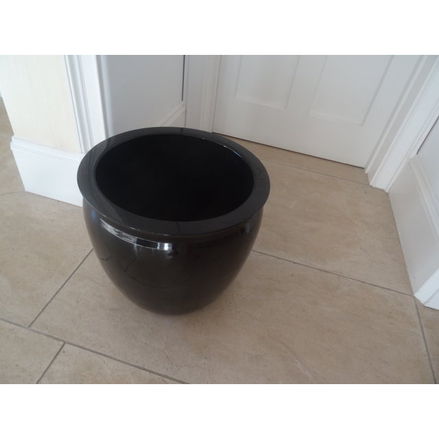 Late 20th Century Late 20th Century Mirror Black Fish Bowl Planter For Sale - Image 5 of 5