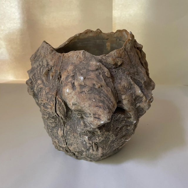 1980s Cast Stone Figural Face Planter For Sale - Image 4 of 7