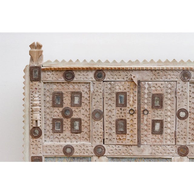 Tribal 1960s Carved Bleached Wood Damachiya Tribal Cabinet For Sale - Image 3 of 10
