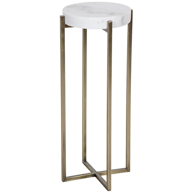 Noir NOIR Soho Side Table in Antique Brass in Metal and Quartz For Sale - Image 4 of 4