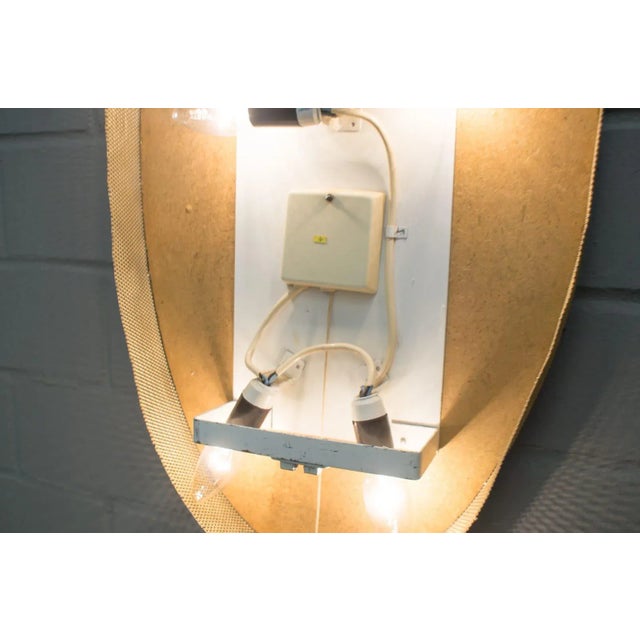 Oval Illuminated Mirror with Gilded Metal Rings, 1950s For Sale - Image 9 of 10