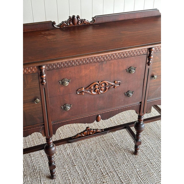 1920s 1920s Antique Jacobean Revival Mahogany Sideboard For Sale - Image 5 of 14