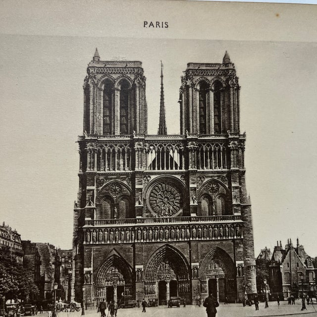 Notre-Dame et le Parvis, Paris. 1933. Antique Sepia toned print. Ready for framing. Image measures 6 x 10 inches.