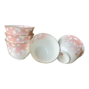 Circa 1960/1970 Japanese Porcelain Hasami Yaki Yunomi Aka Tea Cups - Set of 5