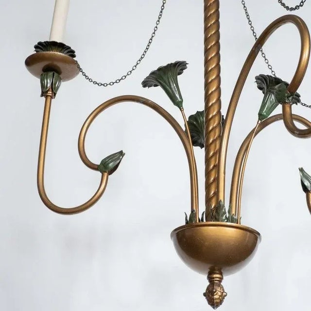 Vintage Curvilinear Painted Metal Chandelier For Sale - Image 9 of 13