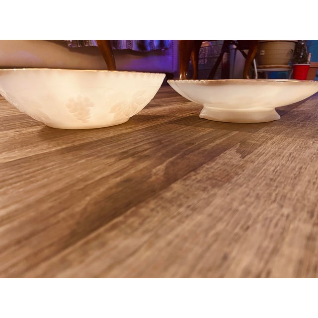 Glass 1950s Anchor Hocking Footed Fruit Bowl (#5) and Serving Dish (#18) - a Pair For Sale - Image 7 of 7