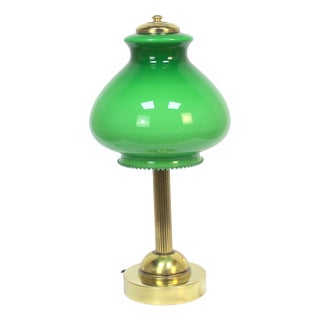 Green Opal Glass Table Lamp, 1960s For Sale
