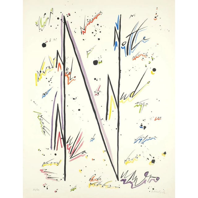 Letter N - Hand-Colored Lithograph by Raphael Alberti - 1972 1972 For Sale - Image 3 of 3