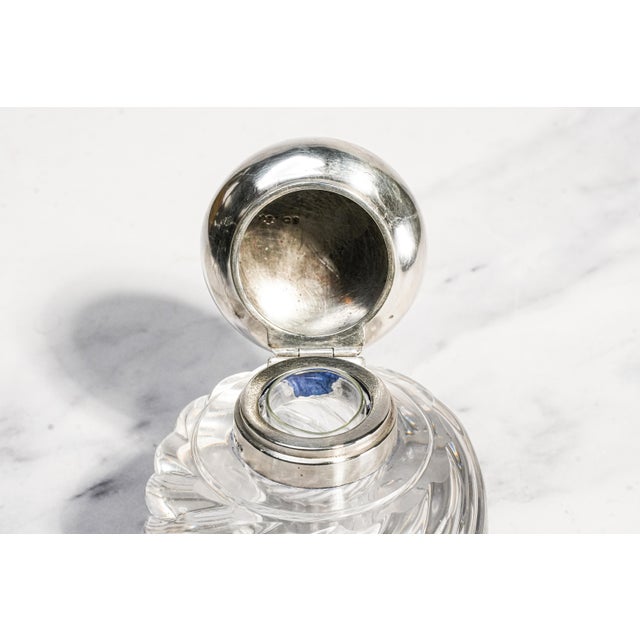 Elegant Solid Crystal Swirl Antique English Sterling Silver Paperweight Inkwell Desk Home Decor For Sale In New York - Image 6 of 18