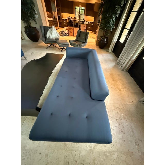 Roche Bobois Ink Blue Polished Wool Single Arm Sofa by Roche Bobois, Two Available For Sale - Image 4 of 8