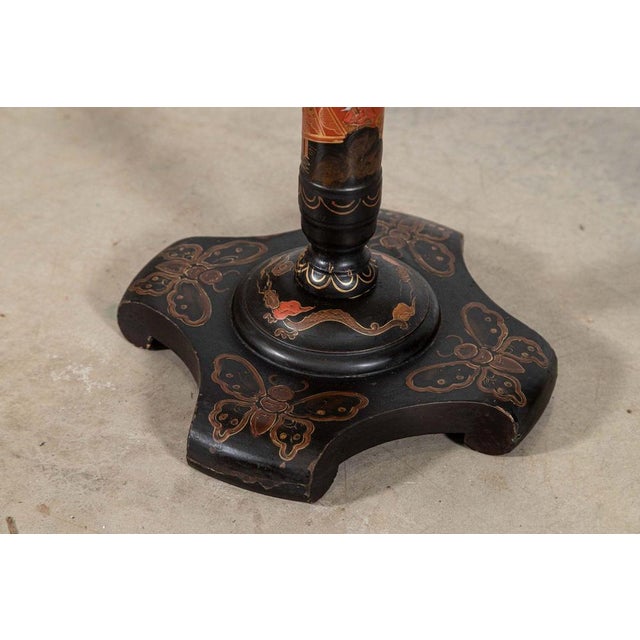 English Chinoiserie Pedestal Side Table, 1870 For Sale - Image 6 of 15