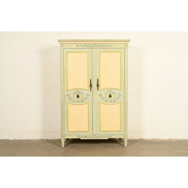 Baker Furniture French Regency Louis XVI Cream Lacquered Armoire Dresser or Linen Press, Circa 1960s For Sale - Image 16 of 16