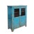 Rustic Distressed Bright Blue Glass Display Bookcase Curio Cabinet For Sale - Image 3 of 7