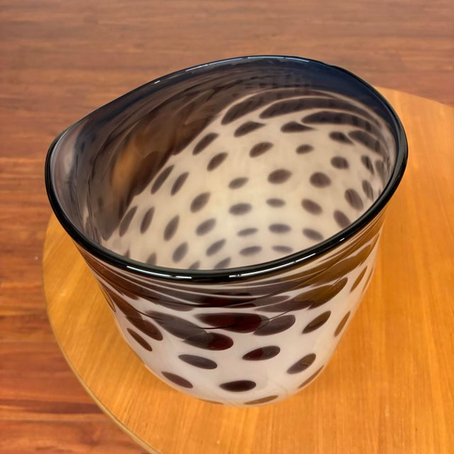 White White and Black Brian Heritage Signed Handblown Art Glass Vessel, 2001 For Sale - Image 8 of 12