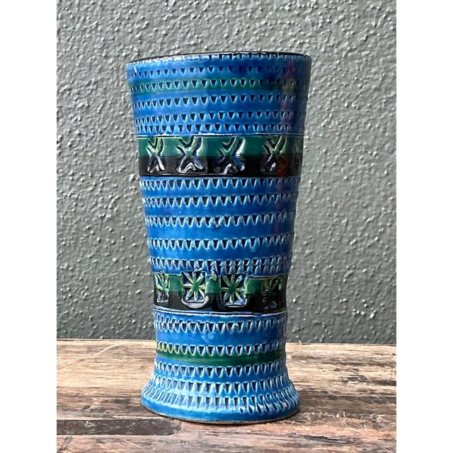 Vintage MCM Original Studio Pottery Engraved Vase For Sale - Image 4 of 11