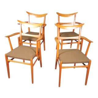 German Cow Horn Dining Armchairs from Lübke, 1950s, Set of 4 For Sale