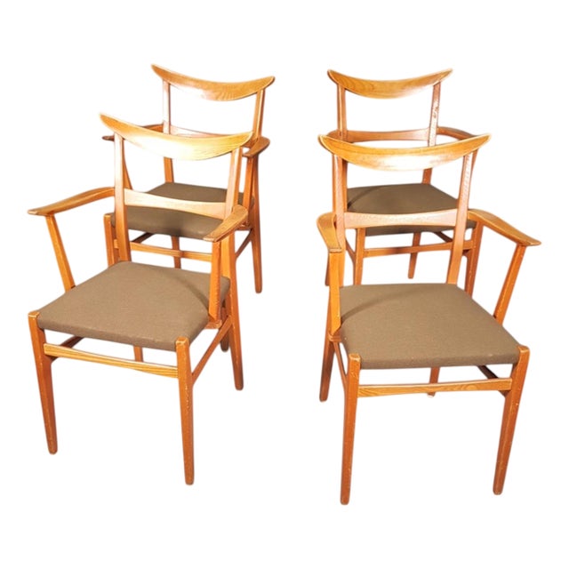 German Cow Horn Dining Armchairs from Lübke, 1950s, Set of 4 For Sale