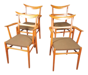 German Cow Horn Dining Armchairs from Lübke, 1950s, Set of 4