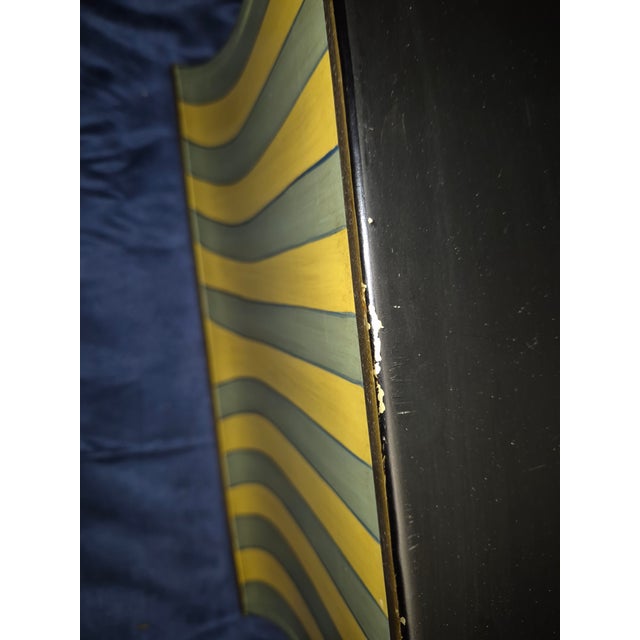 Vintage Postmodern Striped Tôle Planter Cachepot With Brass Bun Feet Fd For Sale - Image 4 of 10