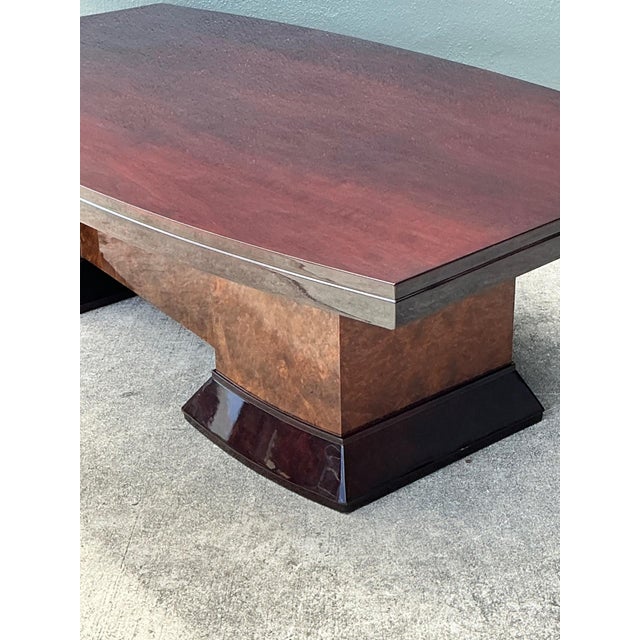 Vintage Custom Deco Double Tone Burl Coffee Table For Sale - Image 18 of 18