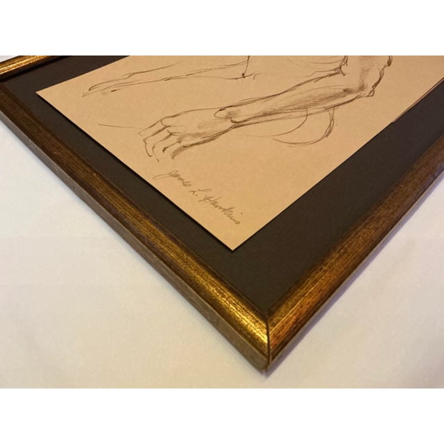 Mid 20th Century Vintage Watercolor Sketch, Male Nude Figure, Signed, Mid 20th Century, Framed For Sale - Image 5 of 7