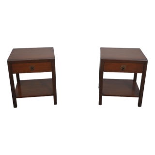 Pair John Stuart Mid Century Modern Walnut Nightstands For Sale