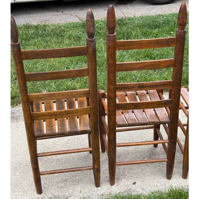 Early 1900s Ladderback and Slat Seat Dining Chairs, Set of 4 For Sale - Image 11 of 13