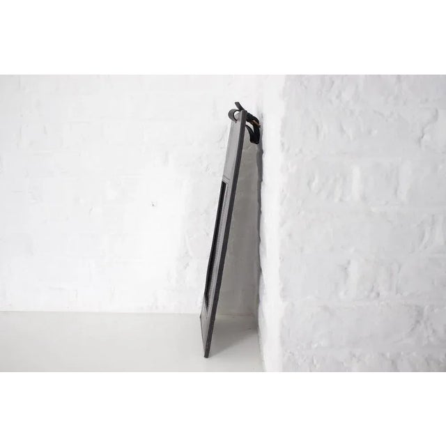 1950s Mirror in Leather in the style of Jacques Adnet, 1950s For Sale - Image 5 of 9