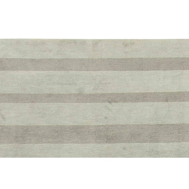 Modern Striped Grey Handmade Wool and Silk Custom Rug by Doris Leslie Blau For Sale In New York - Image 6 of 6
