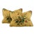 Designer Schumacher French General "Woodland Foliage" Green Gold Raspberry-Red Botanical Floral Pillow Covers- Pair For Sale