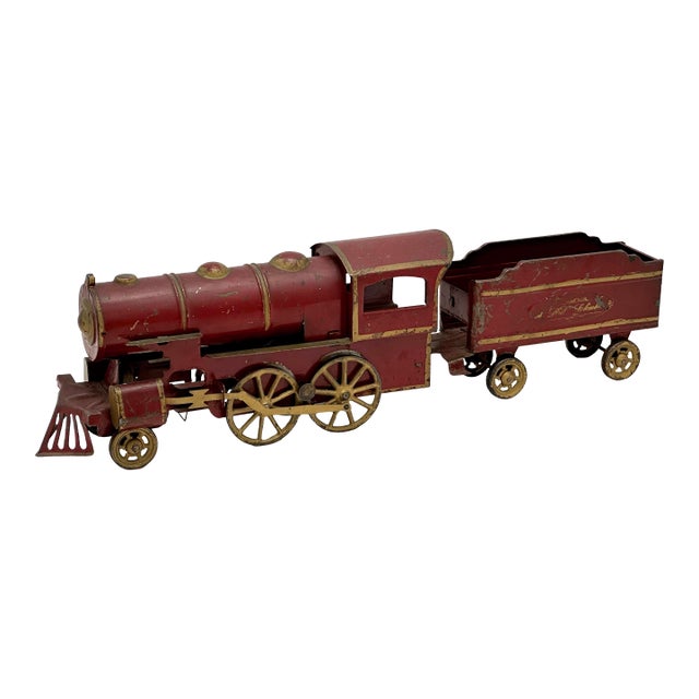 Excellent Large Early 1900s Antique American Pressed Steel Locomotive "Hill Climber" Toy Train - 25 Inches Long For Sale