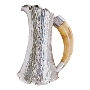Antique English Silver Plate & Horn Pitcher