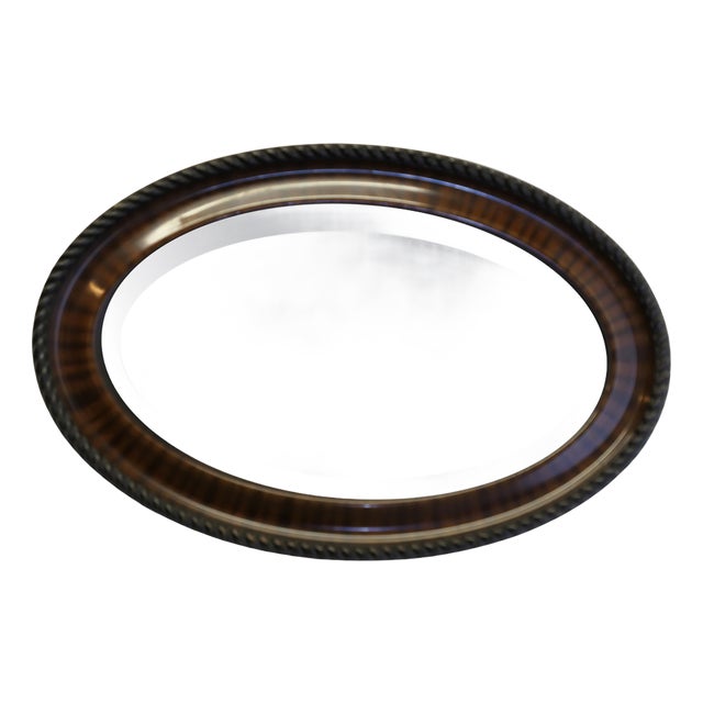 Large Edwardian Wood Finish Oval Mirror, 1900s For Sale