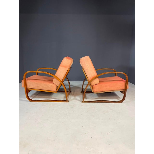 1930s H-70 Lounge Reclining Chairs by Jindřich Halabala for Up, Former Czechoslovakia, Brno, 1930s, Set of 2 For Sale - Image 5 of 14
