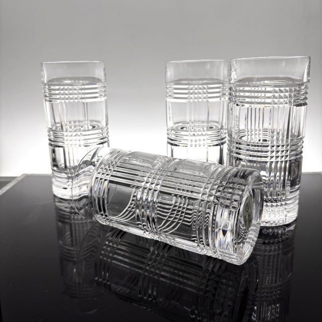 A set of four Ralph Lauren Glen Plaid highball glasses, crafted in lead crystal and made in Germany. Defined by their...