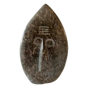 Hand Carved Stone Face Statue - Signed