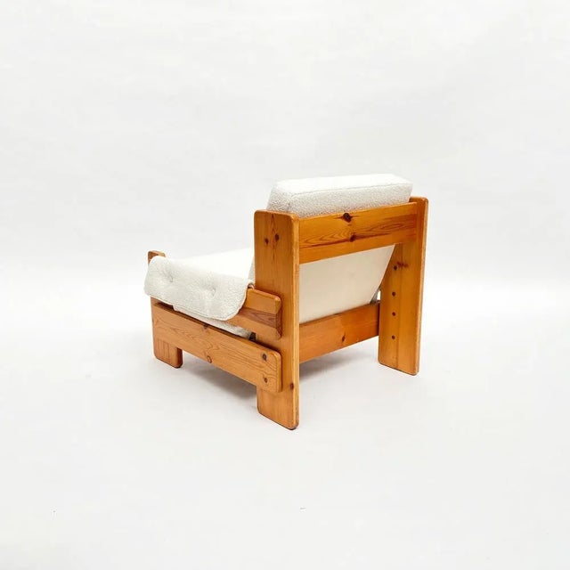 Mid-Century Swedish Brutalist Lounge Chair in Solid Pine, 1970s For Sale - Image 6 of 17