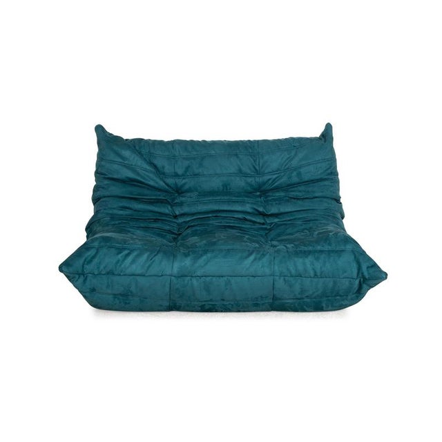 Textile Blue Fabric Togo 2-Seater Sofa by Michel Ducaroy for Ligne Roset For Sale - Image 7 of 11