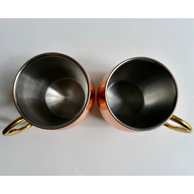 Vintage Pair Copper Barrel Mugs With Brass Handles For Sale - Image 10 of 16