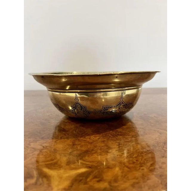 Victorian Circular Cairoware Brass and Mixed Metal Bowl, 1860s For Sale - Image 3 of 6