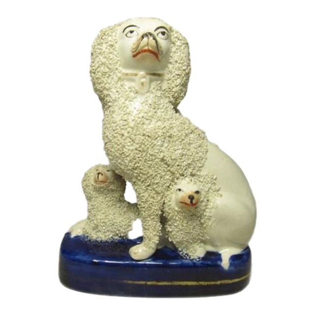 Antique Staffordshire Poodle Group For Sale