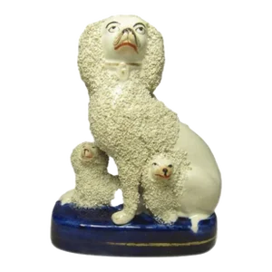 Antique Staffordshire Poodle Group