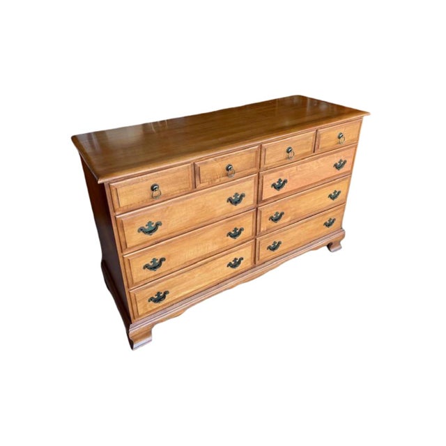 American Vintage 1970's Solid Hard Rock Maple Dresser For Sale - Image 3 of 9