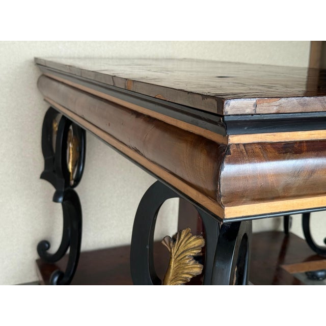 Mid 19th Century Austrian Empire Console Table with back mirror and Swan Pedestals For Sale - Image 12 of 18