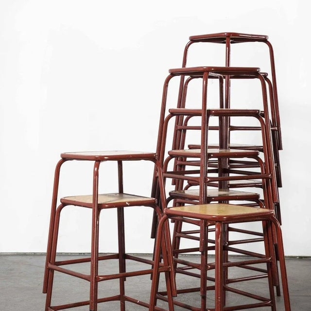 French Dark Red Laboratory Stool, 1970s For Sale - Image 3 of 9
