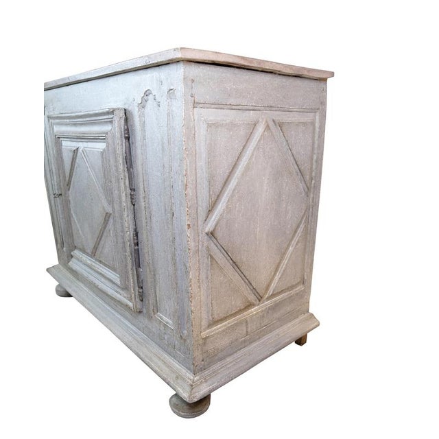 Wood Food Cabinet Painted in Grey, 1720s For Sale - Image 7 of 9