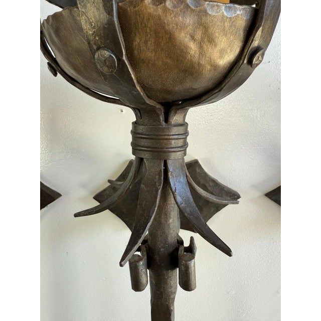 Set of Five Spanish Wrought Iron Sconces For Sale - Image 9 of 12